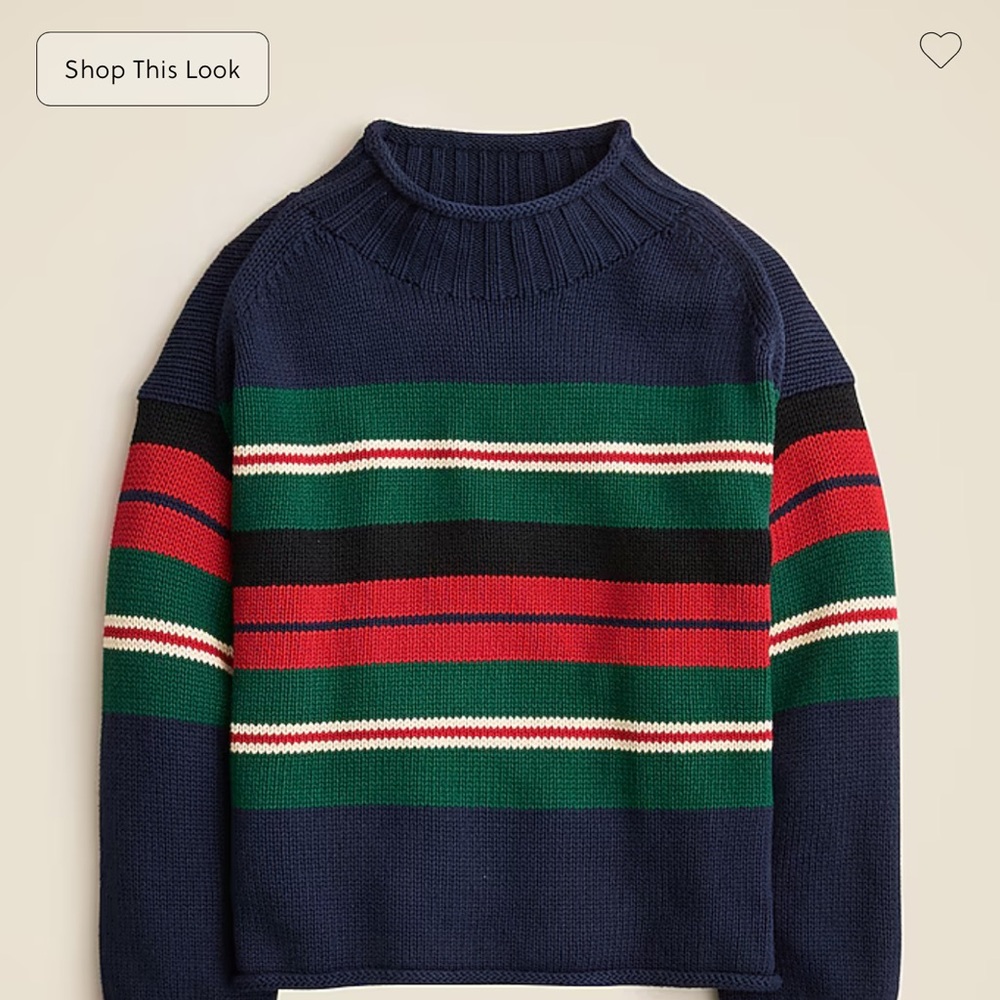 NWT J. Crew 2025 Rollneck sweater rugby stripe